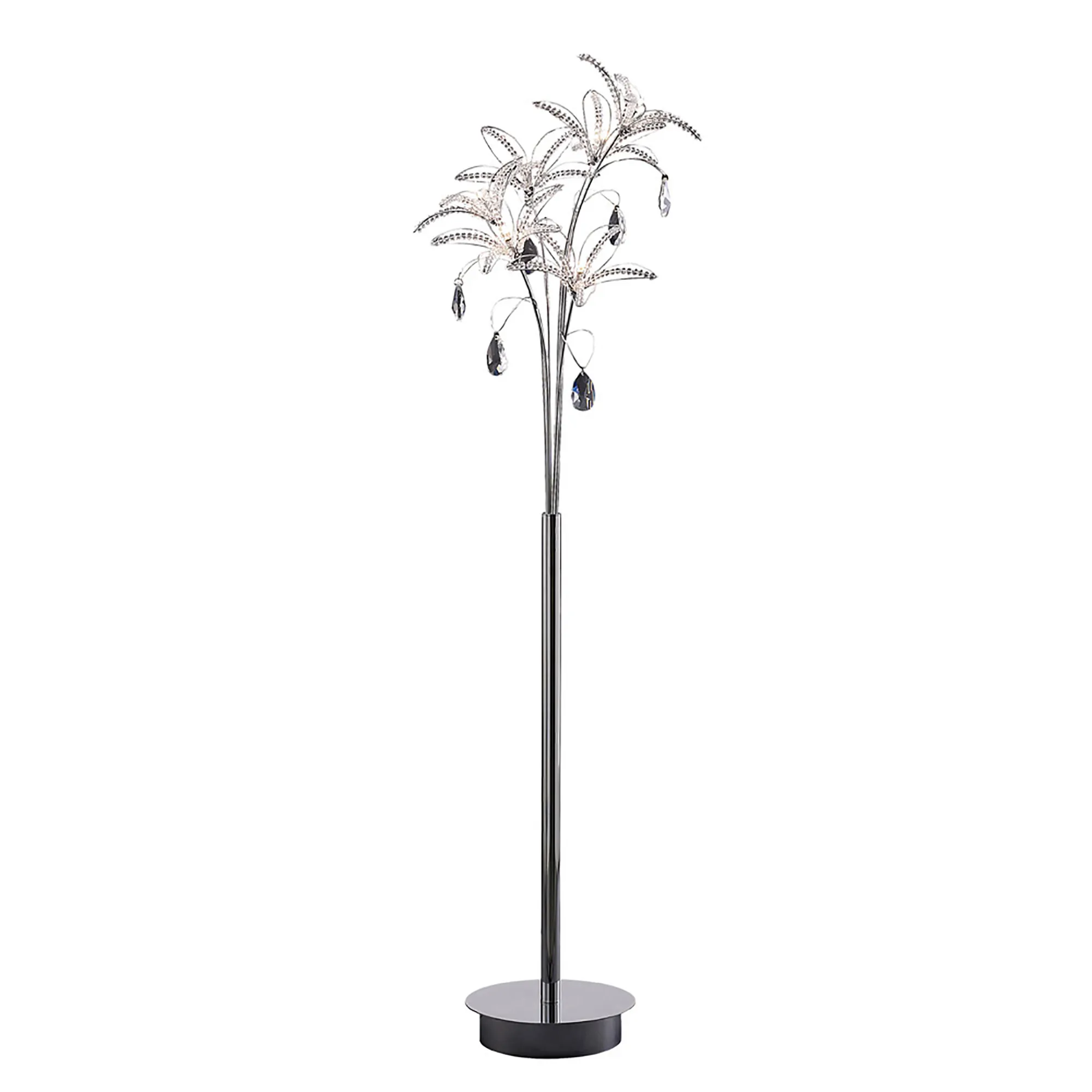 IL30883  Kenzo Crystal 160cm Floor Lamp 6 Light Polished Chrome
